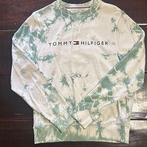 Tommy Hilfiger Green and White Tie-Dye Crewneck Sweatshirt